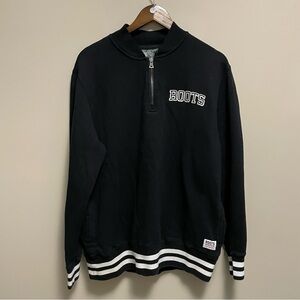 Roots Black & White 1/2 Zip-Up Sweatshirt Men’s Large Women XL